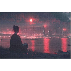 Wood-Puzzle-City Night Scene -Serie Poster -DIY-Modellbausatz Für Erwachsene Und Jugendliche - Ideales Weihnachts- Und Neujahrsgeschenk 1000 PCS-26 * 38cm
