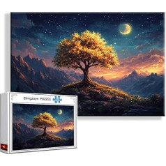 Puzzle Mond Landschaft 5000 Teile Groß XXL 156 x 105 cm, Jigsaw Art Impossible Erwachsene Anspruchsvoll, Klassische Jigsaw Erwachsene, Junge, Mädchen, Geschicklichkeitsspiel für Die Ganze Familie A-5
