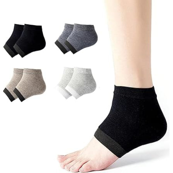 Rishaca Moisturizing Gel Socks for Repairing Cracked Heels Dry Foot Skin Open Toe Silicone Socks for Spa Day and Night Care for Women (4 Pairs)