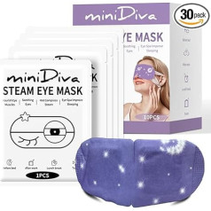 Minidiva Eye Mask Warming Steam Eye Mask for Dry Eyes, 30 Pieces Eye Mask, Sleep Mask, Relaxation, Disposable Eye Cushion, Eye Pads Against Dark Circles, Self-Heating Heat Glasses Eyes (Lavender)