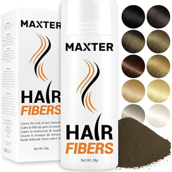 Maxter Scattered Hair for Hair Thickening - Hair Powder Against Concealing Hair Loss - Hair Powder Men and Women - Microfibre in Powder Form - Hair Fibre - Hair Powder Medium Brown