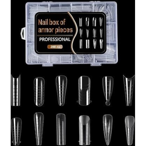 Ruarby 288 x Nail Shapes for Gel Nails Full Cover Acrylic Nails Shapes Nails Extension Shapes