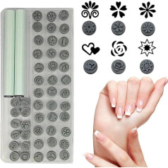Nagelstempelkunststift-Set, Nagel-Stamper-Kit, Silikonstempel, anfängerfreundliches Stempelwerkzeug, zuverlässig und nicht verblüfft, 48pcs, für Maniküre und kreative Designs