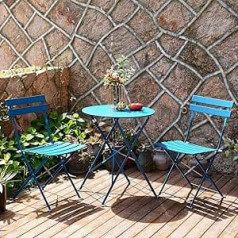 Grand Patio Bistro Set of 3 Garden Furniture Set, 2 Chairs and 1 Table, Premium Steel, Foldable Balcony Set for Yard, Garden, Outdoor Use