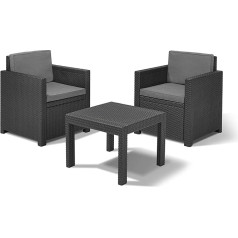 Allibert Victoria Balcony Set, Graphite/cool grey (poly cotton pillow)