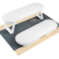 CGBE Nail Arm Rest Hand Cushion, PU Leather Hand Rest Cushion, Non-Slip Manicure Hand Cushion, Foldable Holder and Rebound Sponge, Nail Rest Cushion for Nail Design, Nail Care, White