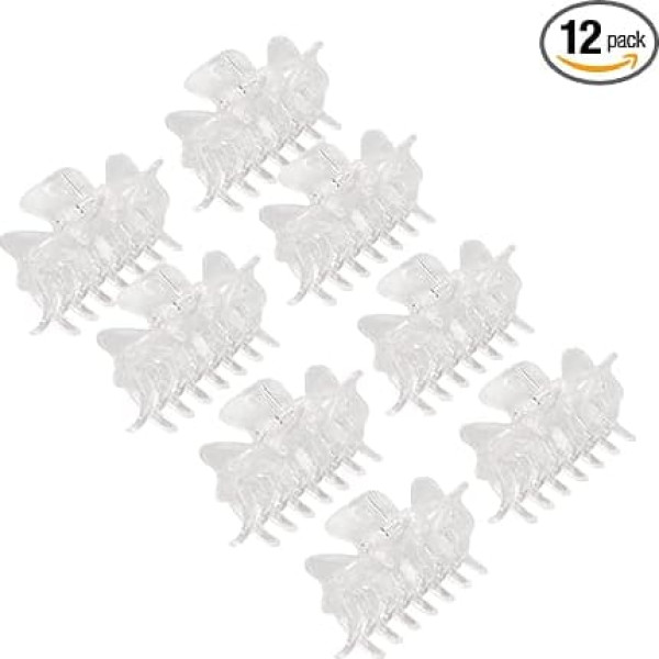 Pack of 12 Mini Hair Clips Hair Clips Transparent Prevent Slipping Strong Hold Elegant Plastic Hair Clips for Women and Girls