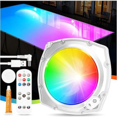 DeeprBetter Underwater Pool Lighting with Remote Control, Battery Pool Lighting Magnetic with 9 Lighting Modes, IP68 Waterproof Whirlpool Lights, Underwater Pool Lamps, LED for Spa Bathtubs