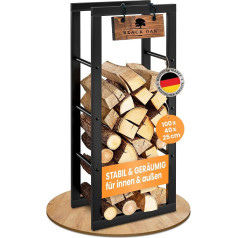 Jack Firewood Rack 100 x 40 x 25 cm Black - for Indoor and Outdoor Use up to 250 kg Wood - Metal Steel Frame Powder Coated Rustproof Firewood Rack Wood Storage for Firewood