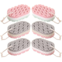 Pack of 6 Three Levels Bath Sponge Shower Sponge Towels Body Skin Wash Towel Shower Sink Waw Cloth for Women Men Body Care Supplied (Random Colour)