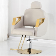 Hairdressing Chair with Headrest, Hairdressing Chair, Height-Adjustable, Tilting, for Men and Women, Vintage Retro Faux Leather, White