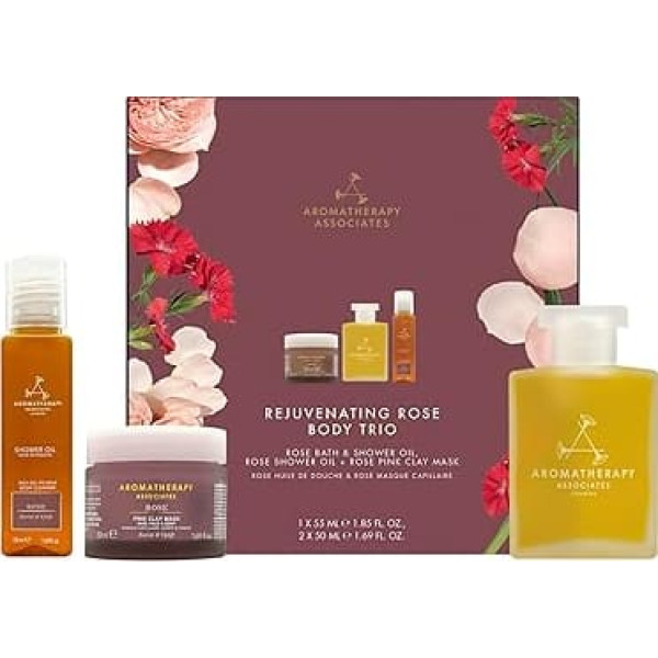 Aromatherapy Associates Rejuvenating Damask Rose Body Trio - Luxury Home Spa Gift Set
