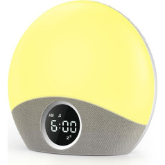 Nite 7 Light Alarm Clock Sunrise White Noise Machine with 30 Sounds, Wake Up Light Alarm Clock with 5 Alarm Tones and 8 Colours Night Light, Snooze Function Daylight Alarm Clock for Adults