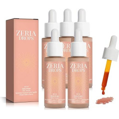 Zeria Sunless Tanning Drops, Zeria Drops to Naturally Increase Melanin for Face and Body, Liquid Tanning Drops, Self Tanning Drops (5 Bottles)