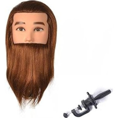 SD Man Hairdressing Head Training Heads 100% Real Hair Hairdressing Cosmetology Mannequin with Holder