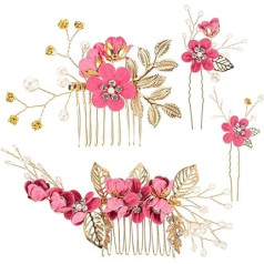 Set of 4 Bridal Hair Accessories Hair Comb with Rhinestone Hair Combs for the Bride Side Comb Clips for Hair Bridal Hair Comb Floral Hair Comb Day Crystal Flower