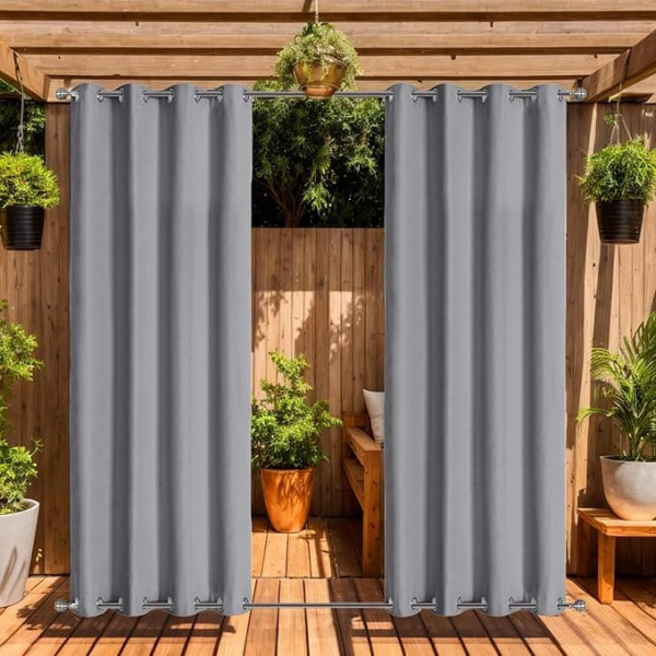 LiveGo Outdoor Curtain for Garden Patio Gazebo Pergola Waterproof Windproof 2 Panels Outdoor Curtains Pergola Gazebo Curtains Heat Insulated UV Protection