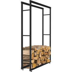 Melko Firewood Stand Firewood Rack Firewood Holder 150 x 60 cm Including Height-Adjustable Feet Black Powder Coated and Matching Screws