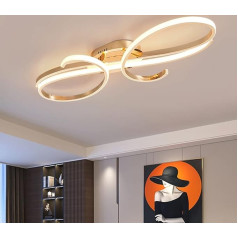 LED Design Ceiling Light Modern Living Room Pendant Light Dimmable Dining Room Pendant Lamp Metal Chrome Ceiling Light for Dining Room Bedroom Living Room (Gold, ‎L 80 cm)