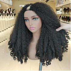 Afro Wig Curly V Part Synthetic Braided Hair Texture with Unique Bouncy Curls Ends 20 Inch Soft Curly V Part Wig Synthetic for Black Women No