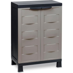 TOOMAX 93 x 65 x 37cm Ambition Line Small Storage Unit with 2 Doors/ 1 Adjustable Shelf - Black Edition / Warm grey