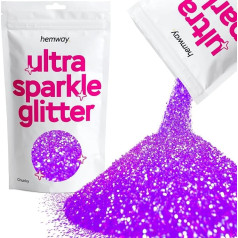 Hemway Ultra Sparkle Glitter Chunky 1/40 Inch 0.025 Inch 0.6 mm - (Fluorescent Purple) Cosmetic Safe, Crafts, Weddings, Decorations, Art, Beauty - 100 g