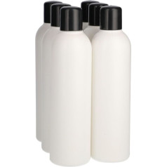 6 x Plastic Bottles 250 ml with Screw Lid - Basic Round - HDPE Plastic BPA-Free - Refillable Plastic Bottles, Empty Bottles Liquid - Semi-Transparent White - Round - Set of 6