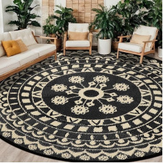 Capslpad Round Outdoor Patio Rug Reversible Waterproof Plastic Straw Rug Boho Circle Indoor Outdoor RV Camping Picnic Pool Tent Balcony Beach
