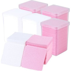 Pack of 1000 Lint-Free Nail Cotton Pads, Lint-Free Nail Wipes, Lint-Free Nail Wipes, Lint-Free Cellulose Nails Nails for Cleaner, Gel Nails, Nail Wipes Pads (White, Pink)