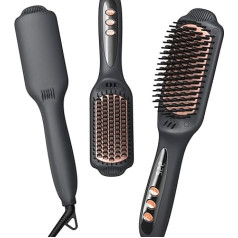LANDOT Ceramic Straightener Brush: Electric Straightening Brush for Hair Straightening with Ceramic Heating Technology and Ioniser - 120-230°C Digital Display Heatable for 30s
