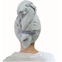 Chloven Large Microfiber Hair Towel for Women, Anti Frizz Hair Drying Towel with Elastic Band, Super Absorbent, Ultra Soft, Extra Large, Quick Drying Hair, Turbans for Wet Hair