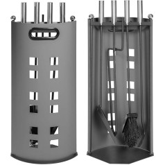 tectake® 5-Piece Fireplace Tool Set with Stainless Steel Handles