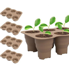 Seed Starter Tray, 4 Pieces Seed Starter Set, 6 Cells Seedling Starter Trays, Silicone Seedling Tray for Planting Vegetables, Flowers, Herbs
