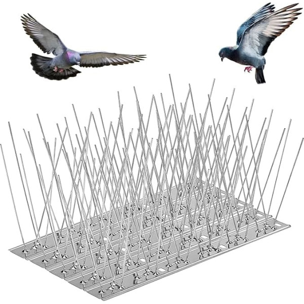 RUPECA Pack of 20 6.6 m Pigeon Repellent Bird Repellent – Effective Stainless Steel Bird Repellent Spikes (6.6)