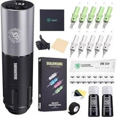 Extreme Tattoo Machine Set Compatible Dragonhawk Complete Wireless Rotary Tattoo Pen Machine Set Tattoo Needles Tattoo Ink for Tattoo Beginners and Tattoo Practice