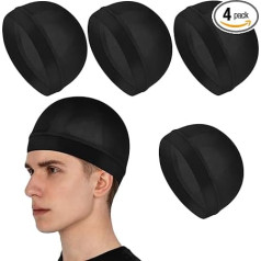 Silk Durag for Black Men, Satin Hair Cap, Elastic Band, Wave Caps for 360 Waves for Sleep Shower, 4 Pack