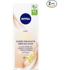 NIVEA ESSENTIALS BB Cream Super Moisturising 24H No Stop 2 x 50 ml Day Cream SPF 20 Even Pigment Face Cream Moisturising Cream with Organic Jojoba Oil and Minerals
