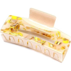 QinGoo Large Yellow Cellulose Acetate Hair Clip Beautiful Hair Clip Women's Headdress Elegant Hair Accessory 1 Piece (10.2 cm x 5.3 cm, Yellow)