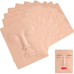 Tattoo Practice Skin, Pack of 10 Blank Tattoo Practice Skin 3D Silicone Face Practice Skin Microblading Permanent Makeup Eyebrow Lips Synthetic Skin Tattoo Skin for Tattoo Artists and Beginners