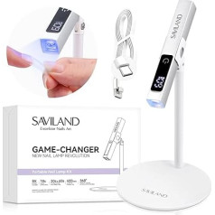 SAVILAND LED U V Light with Magnetic Stand & LCD Screen, Portable Nail Lamp Kit, Hands-Free 2-Timer Modes, Portable Mini Nail Dryer Stand for Gel Nails, USB Rechargeable and Wireless