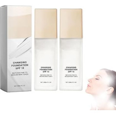 Skye Farbwechselnde Magic Foundation, Farbwechselnder Make-up-Concealer für reife Haut, Makellose BB-Creme-Make-up-Basis für warme Hauttöne – ganztägig (2PCS)