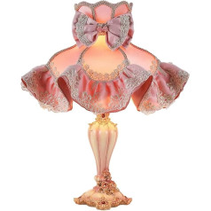Jadssox Rosa Tischlampe romantische pastorale Nachttischleuchte Prinzessin Säule Tischlampen europäische pastorale Nachttischlampe, Mädchen Schlafzimmer Desktop Schreibtisch Beleuchtungskörper mit Spi