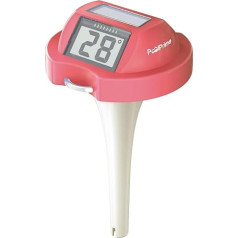 Solar-Digitales Poolthermometer mit leicht ablesbarem großem LCD-Bildschirm, schwimmendes Thermometer für Pools und Teiche (Hellrot)