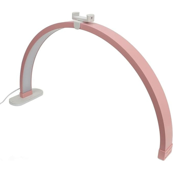 40W Crescent Nail Desk Lamp, 27 Inch Desk Lamp for Nails, No Flicker, Non-Slip Base, Touch Button, Phone Holder, for Nail Eyelash Extension (Pink)