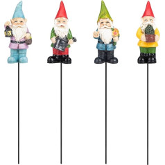 Garden Gnomes Decoration Outdoor Yard Art 4 Pack Garden Stakes Decorative Stake for Garden and Home