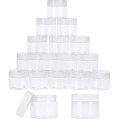 PandaHall Elite Sample Containers Plastic Slime Storage Jars 2 Oz Clear 18 Pack