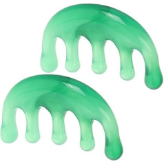 EXQUIMEUBLE 2 Stück Meridiankamm Kopfhaut-stimulationsgerät Kopfhaut -massagewerkzeug Haarmassage Kamm Manuelles Massagegerät Kamm Zum Kratzen Der Kopfhaut Lockiger Haarkamm Green Harz