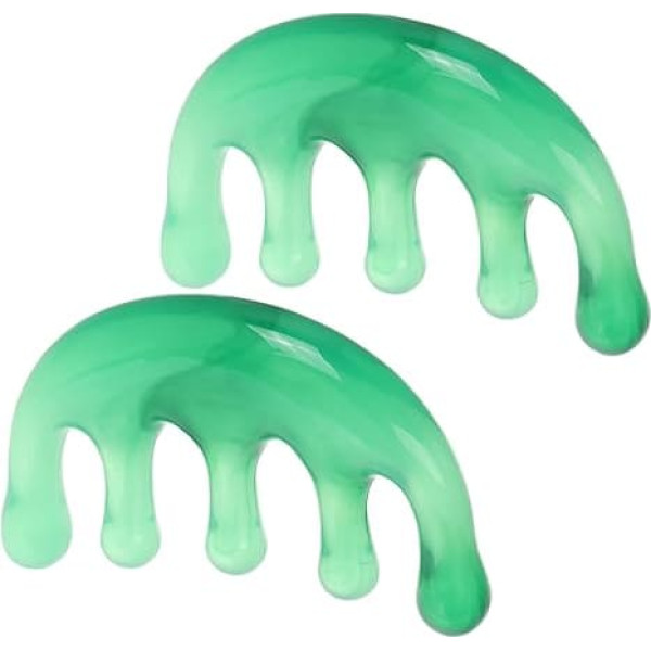 EXQUIMEUBLE 2 Stück Meridiankamm Kopfhaut-stimulationsgerät Kopfhaut -massagewerkzeug Haarmassage Kamm Manuelles Massagegerät Kamm Zum Kratzen Der Kopfhaut Lockiger Haarkamm Green Harz