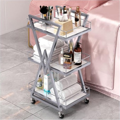 Storage Trolley Metal Trolley for Medical Spa Trolley Rolling Beauty Salon Utility Trolley 3 Tier Manicure Storage Hairdressing Trolley with Wheels Gold Colour Hairdressing Drawer Trays (Gold)