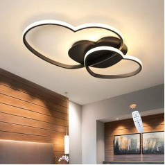 Heart Ceiling Light LED Dimmable Ceiling Light Modern Children's Room Lamp with Remote Control Metal Chandelier for Boys Room Girls Bedroom Decorative Lighting Black 50 cm